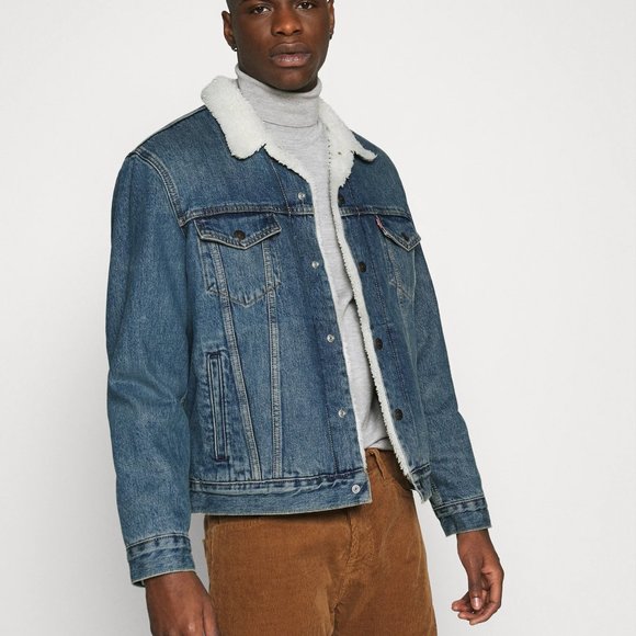 Levi's Strauss & Co. Men's Blue Denim Sherpa Lined Trucker Jean Jacket Size L